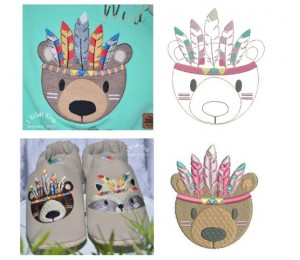 Stickdatei - Federtiere Federbär Vollstick & Appli